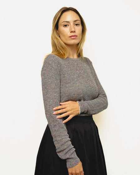 Tricot Pontinho Grafite Mescla