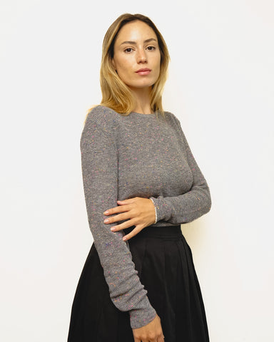 Tricot Pontinho Grafite Mescla