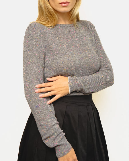 Tricot Pontinho Grafite Mescla