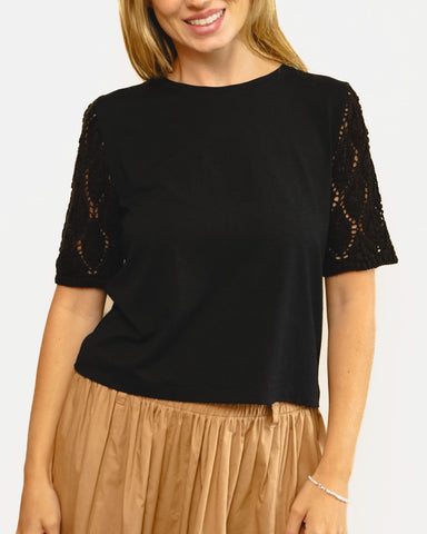 Blusa Manga Renda Preta