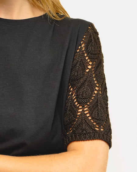 Blusa Manga Renda Preta