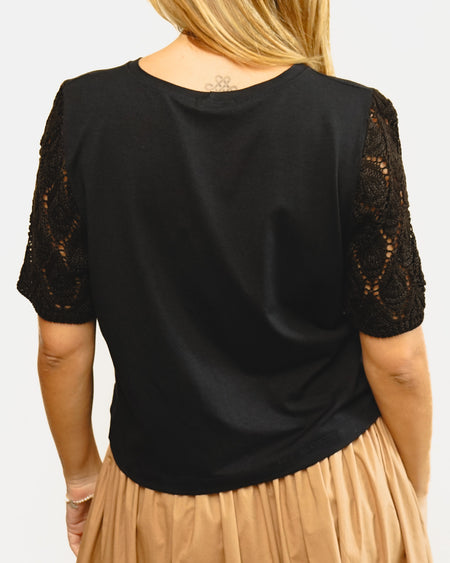 Blusa Manga Renda Preta