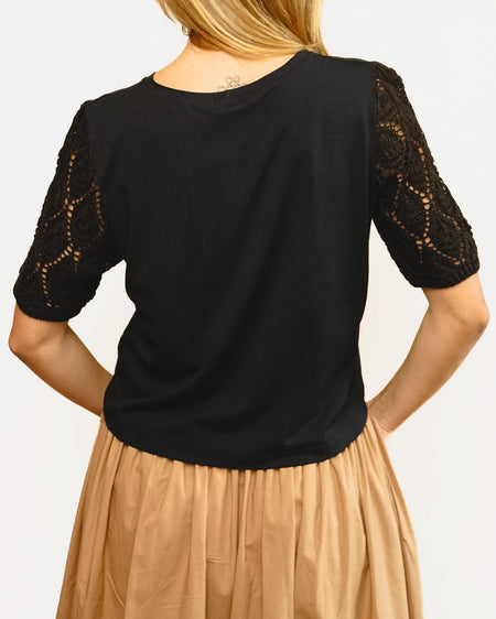 Blusa Manga Renda Preta