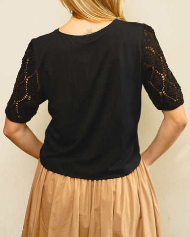 Blusa Manga Renda Preta