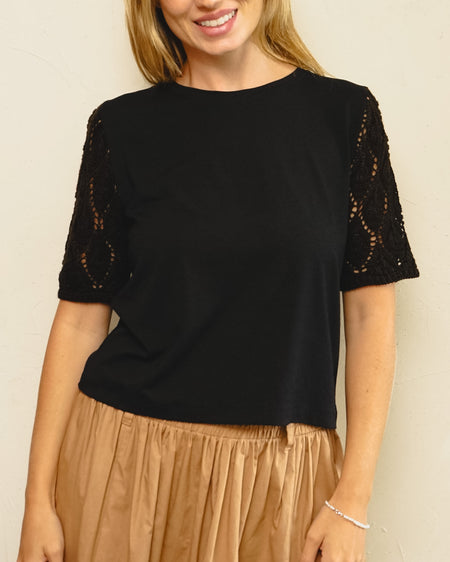 Blusa Manga Renda Preta